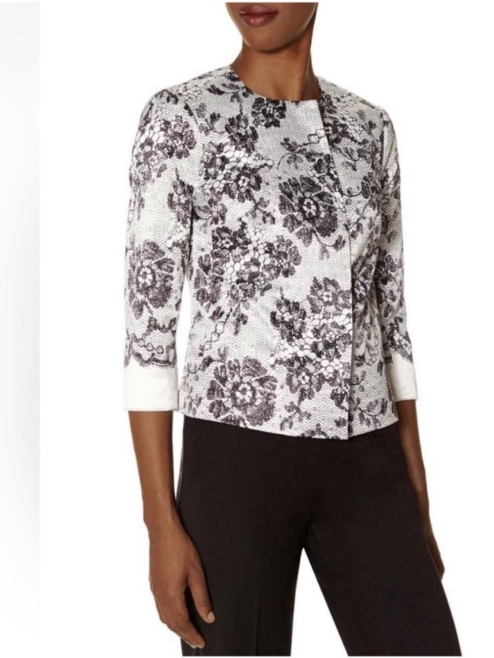 The Limited Scandal Collection Floral Lace Print Satin Jacket. L. NWT. $168!